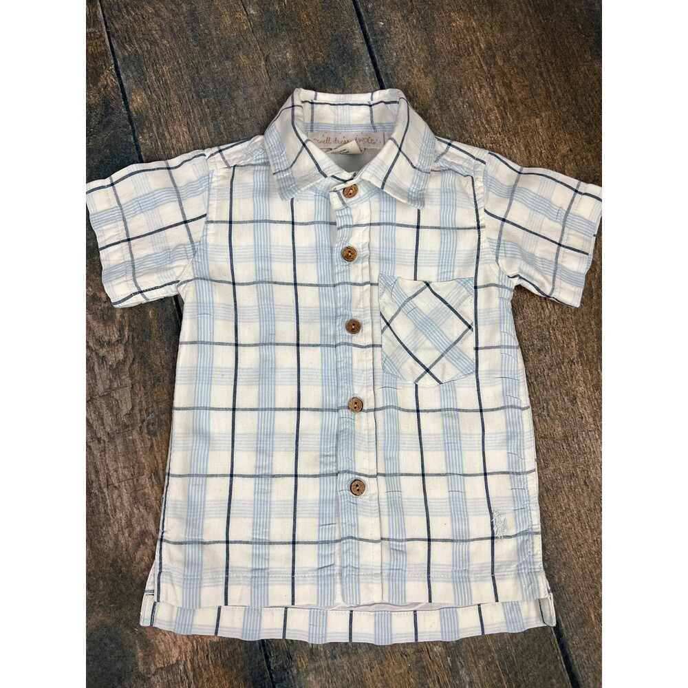 Well Dressed Wolf Boys Size 12 Months Blue Times Two Plaid Shirt, Play!